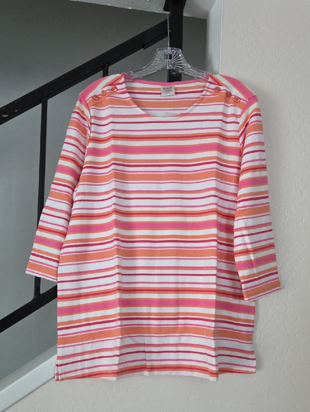 Blair Pink, Orange & White Striped Boatneck Tunic